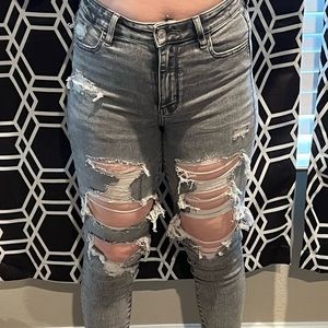 Acid Wash Black & Gray American Eagle Jeans